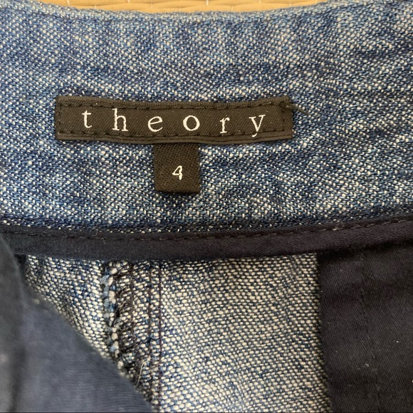 THEORY Dalassa Wile Pleated 100% Cotton Denim Shorts Size 4 - Picture 4 of 5